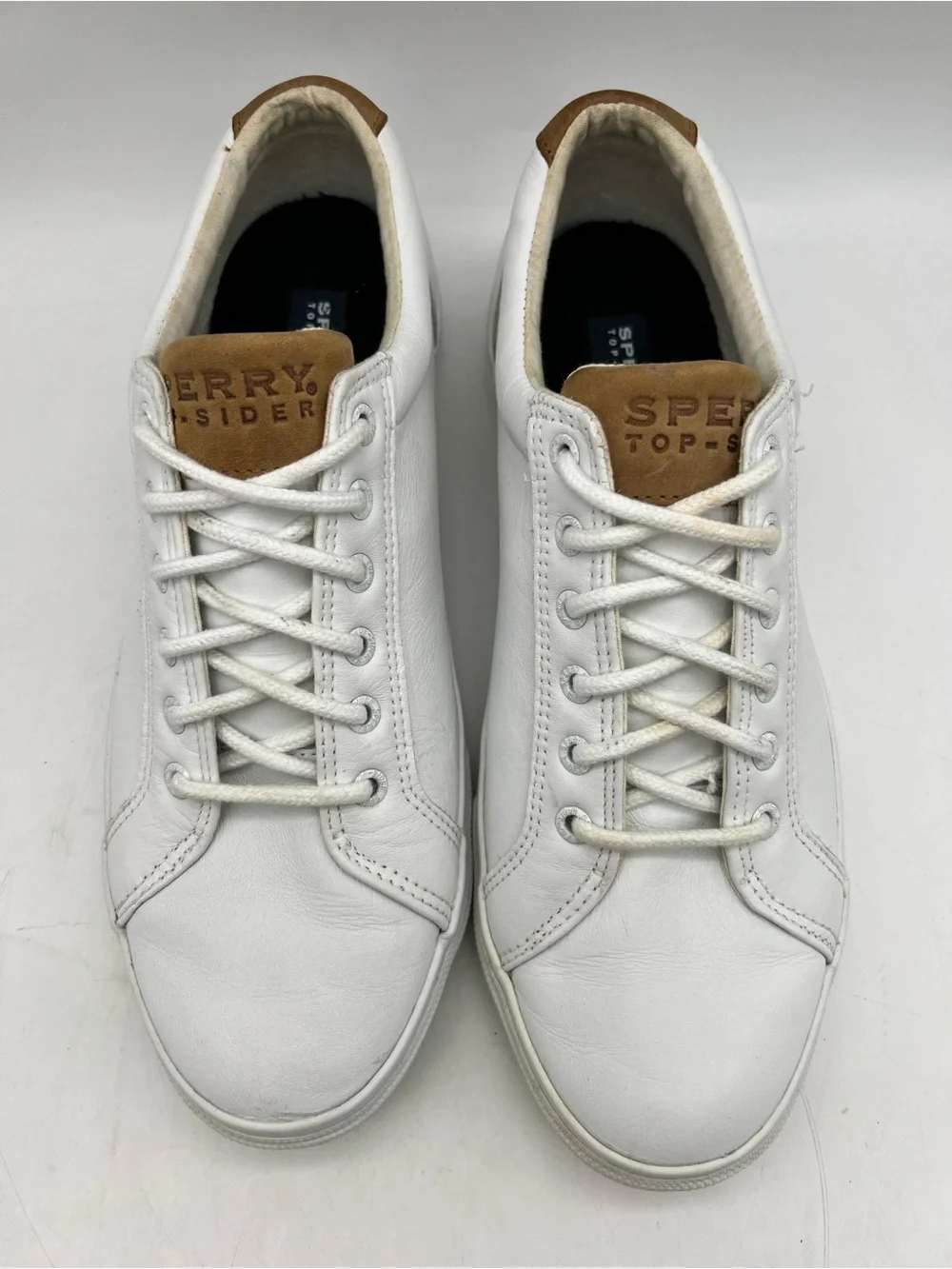 Sperry Top-Sider White Leather Lace-Up Sneakers Men's 11.5 M Casual Shoes